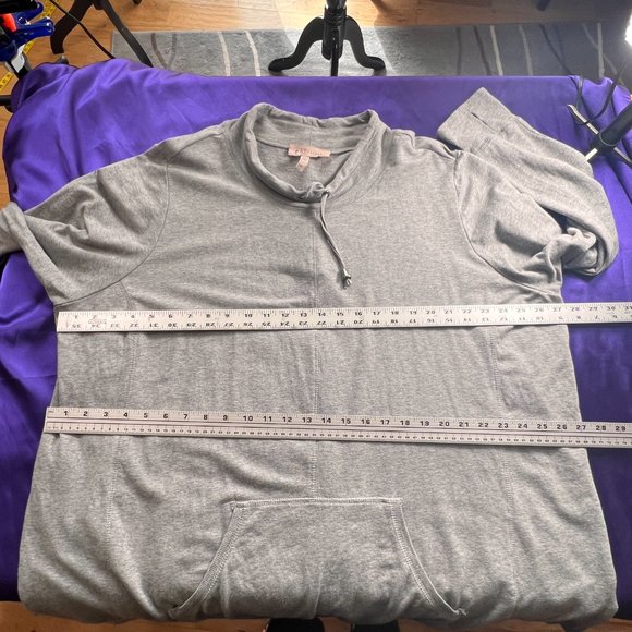 📌Philosophy Plus Size Cotton Blend Sweater w/ Kangaroo Pockets & Drawstring - Picture 8 of 14